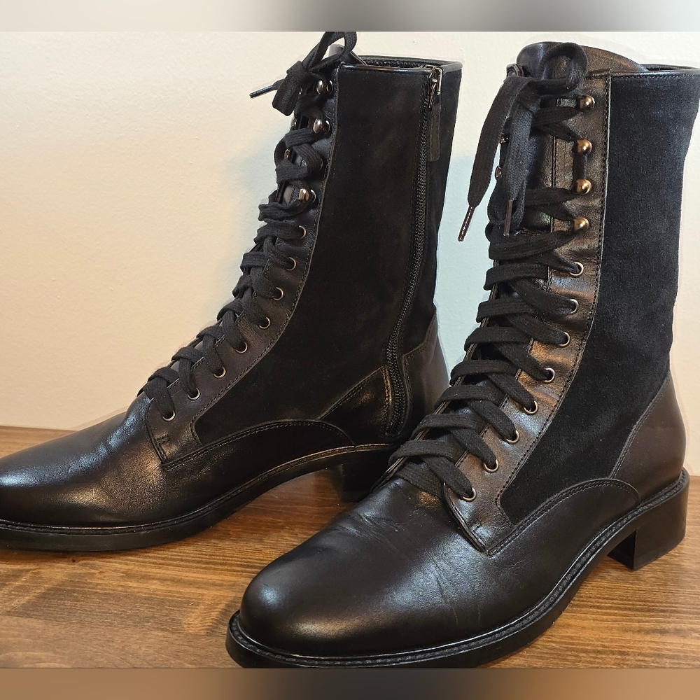 Aquatalia Brigatta Suede/Leather Combat Boot Women's Sz 8.5 - Picture 5 of 10